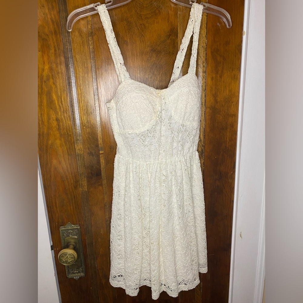 Small cream lace dress, perfect for wedding shower, honeymoon, or graduation